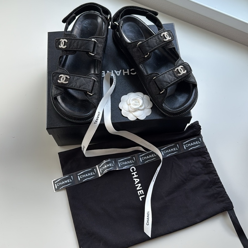 Chanel Quilted Dad Sandals, Black, Size 39.5 - Picture 7 of 17